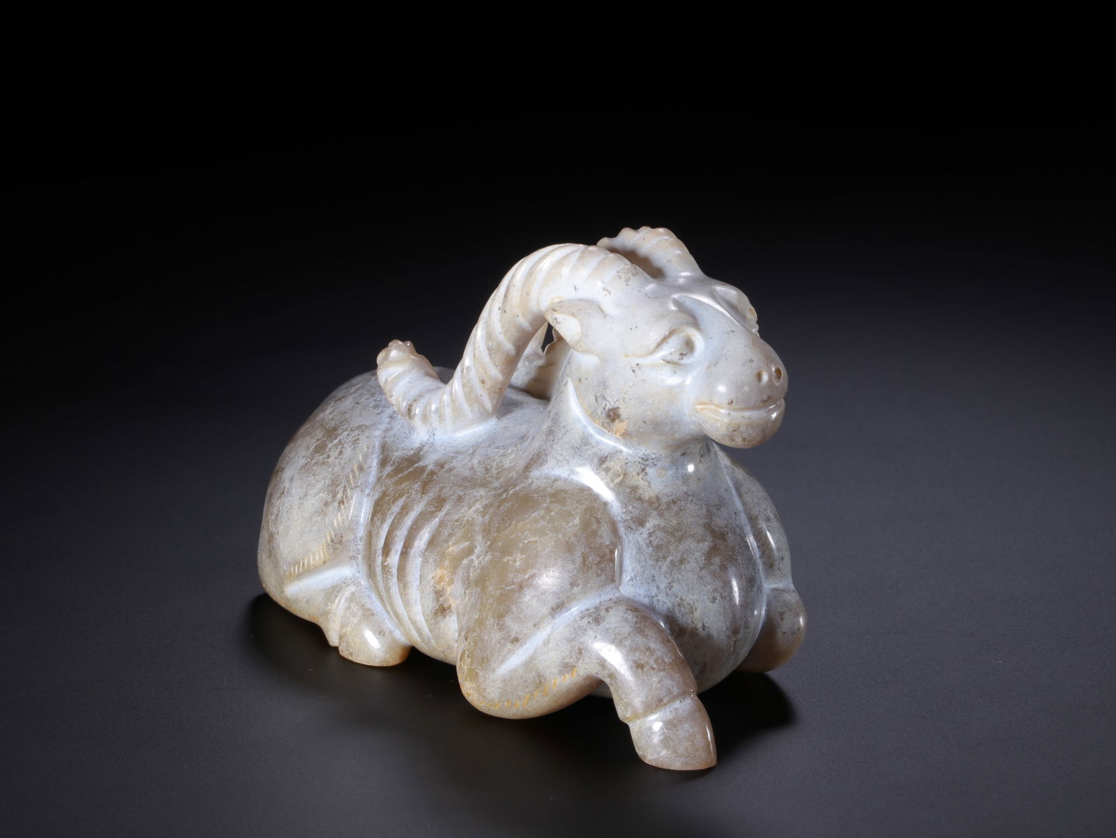 Jade Carved Ram Shape Figure - 8