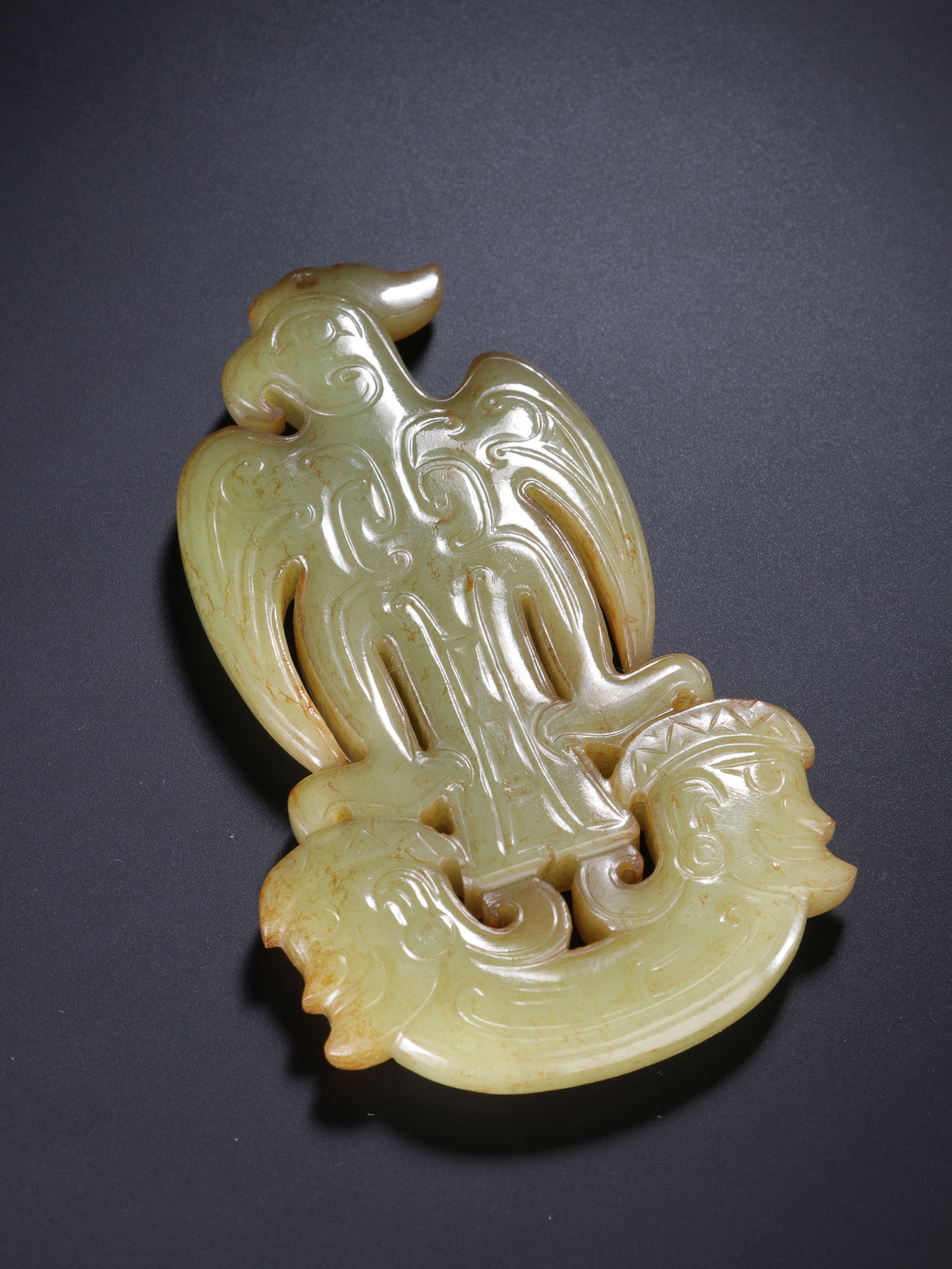 Jade Carved Bird Shape Bi - 6