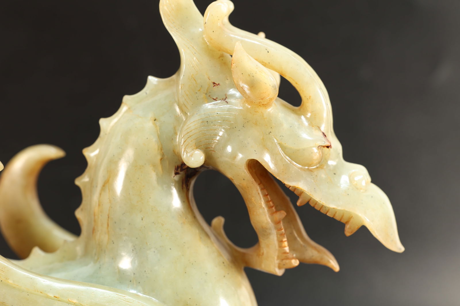 Jade Carved Dragon Shape Figure - 2