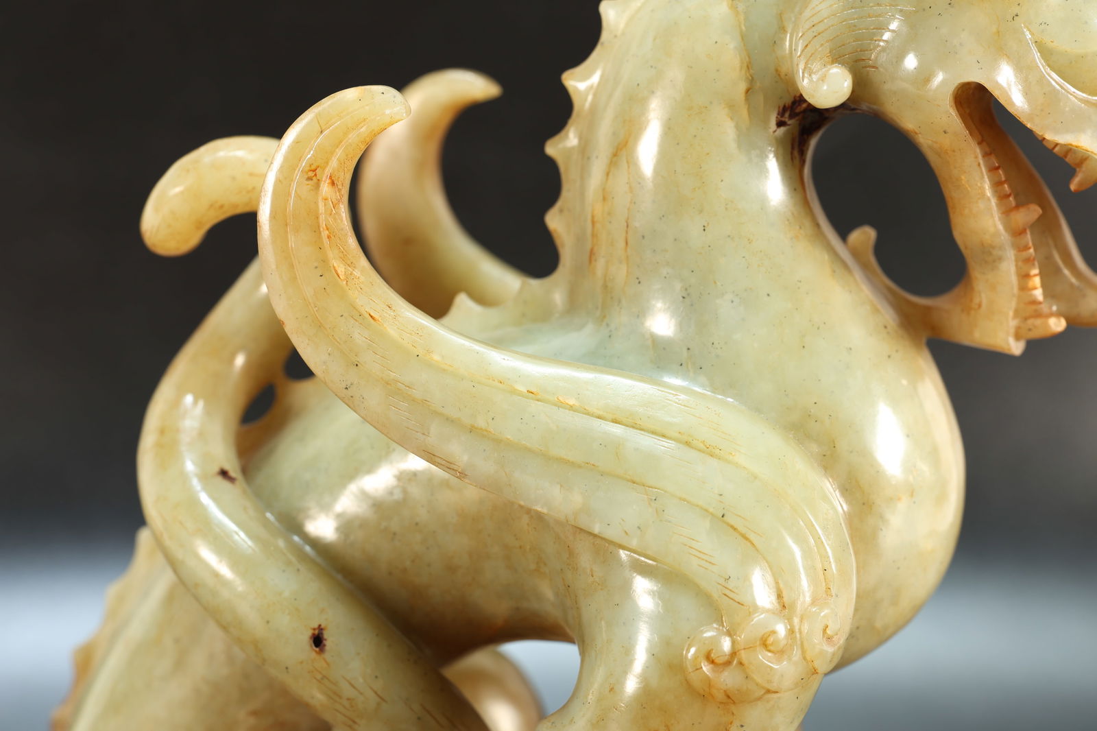 Jade Carved Dragon Shape Figure - 3