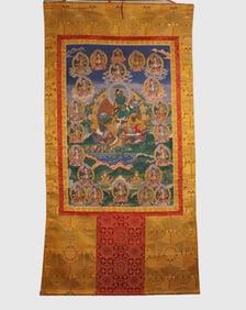 Colour Painted Green Tara Pattern Tangka