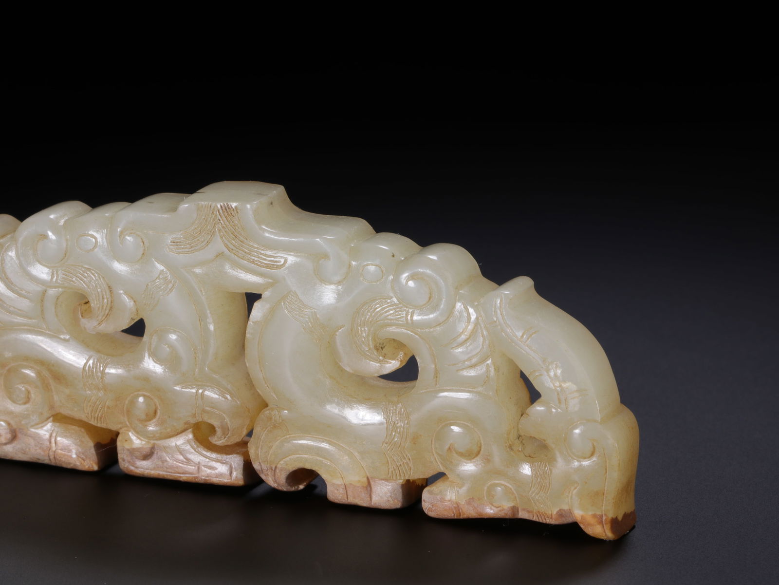 Jade Carved Dragon Shape Bi - 4