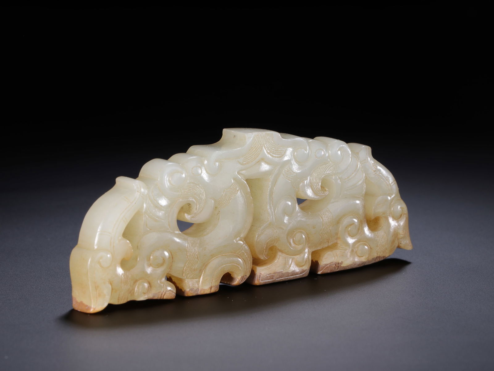 Jade Carved Dragon Shape Bi - 6