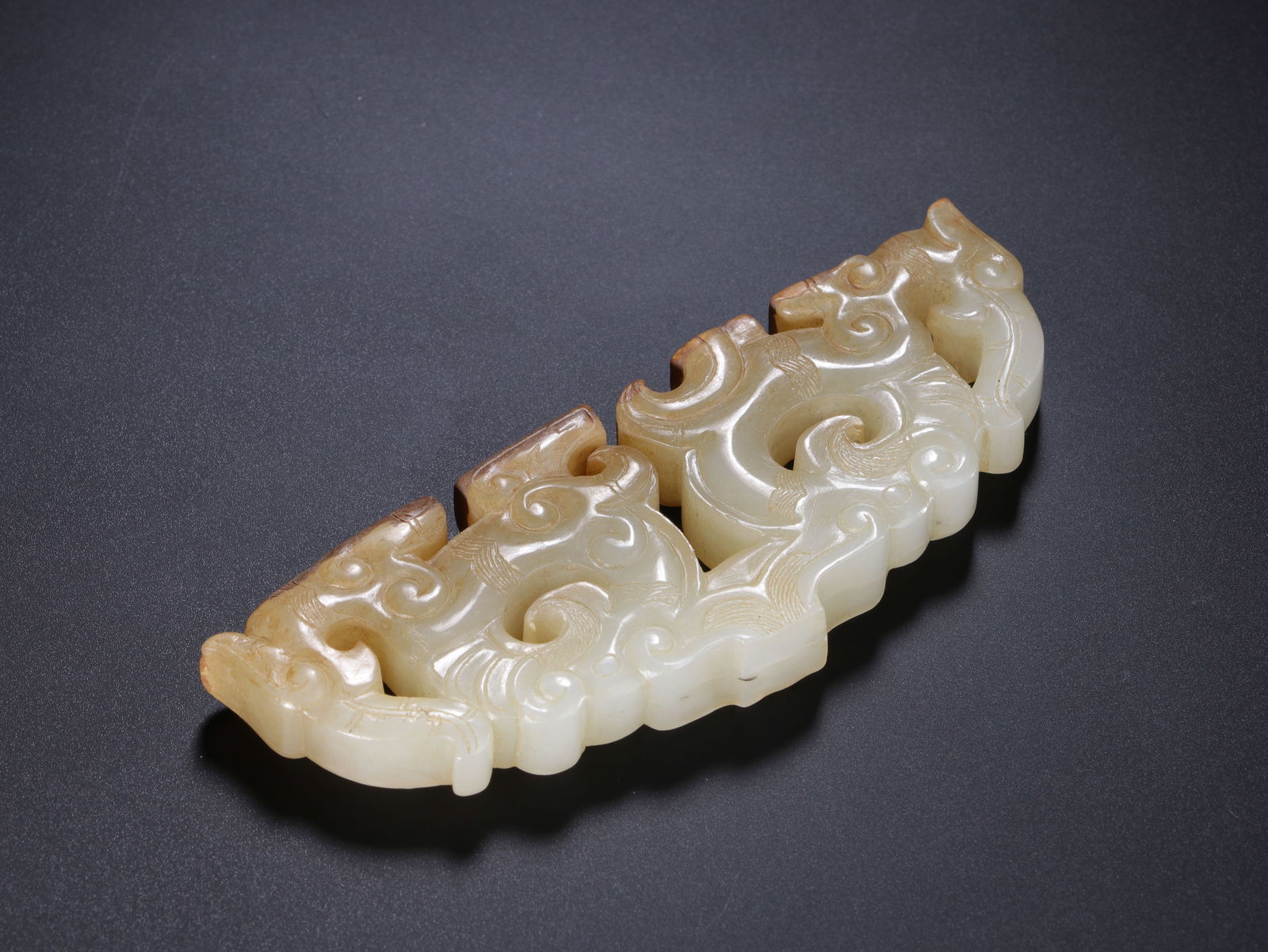 Jade Carved Dragon Shape Bi - 9