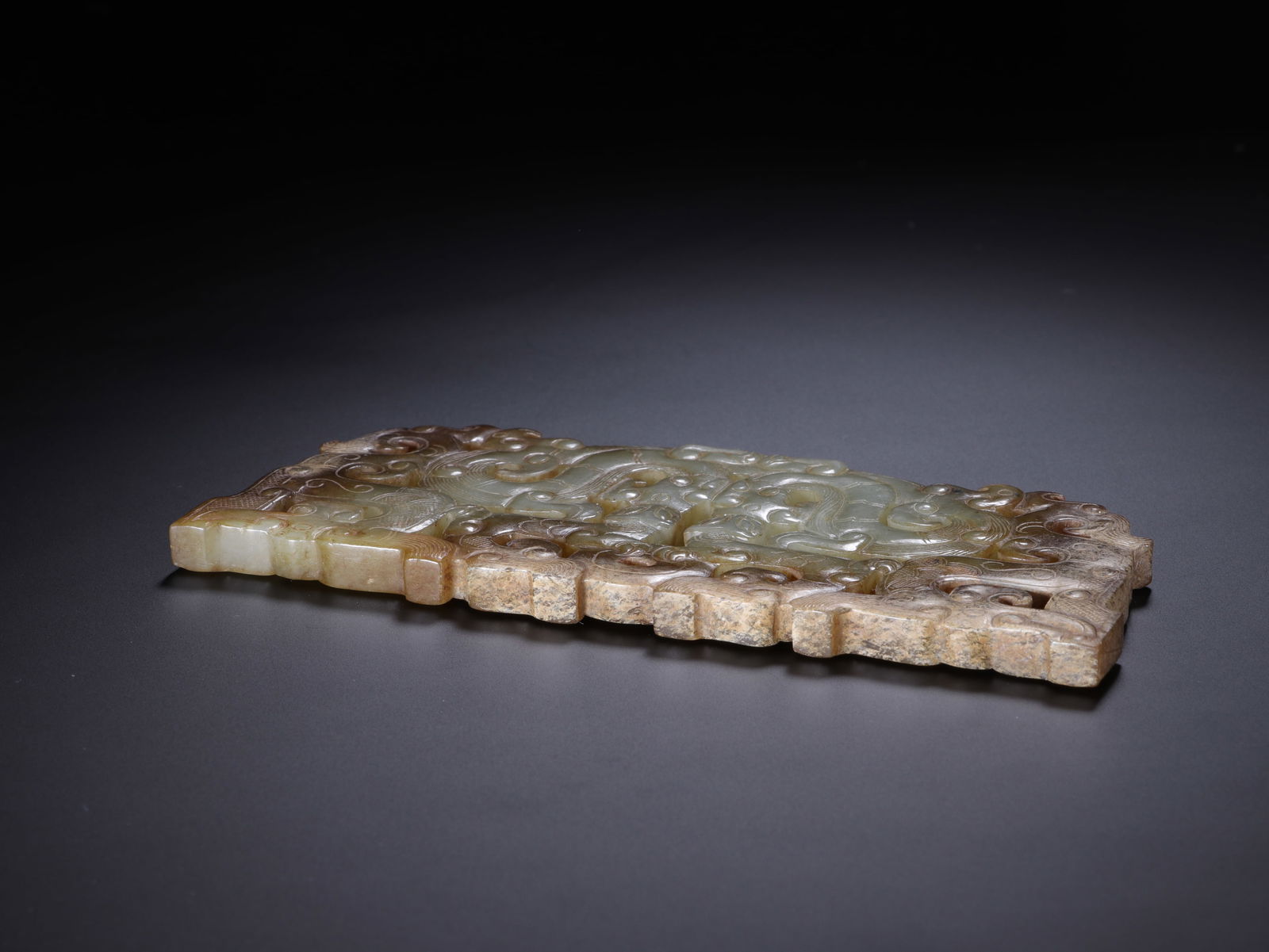 Jade Carved Dragon Shape Bi - 5