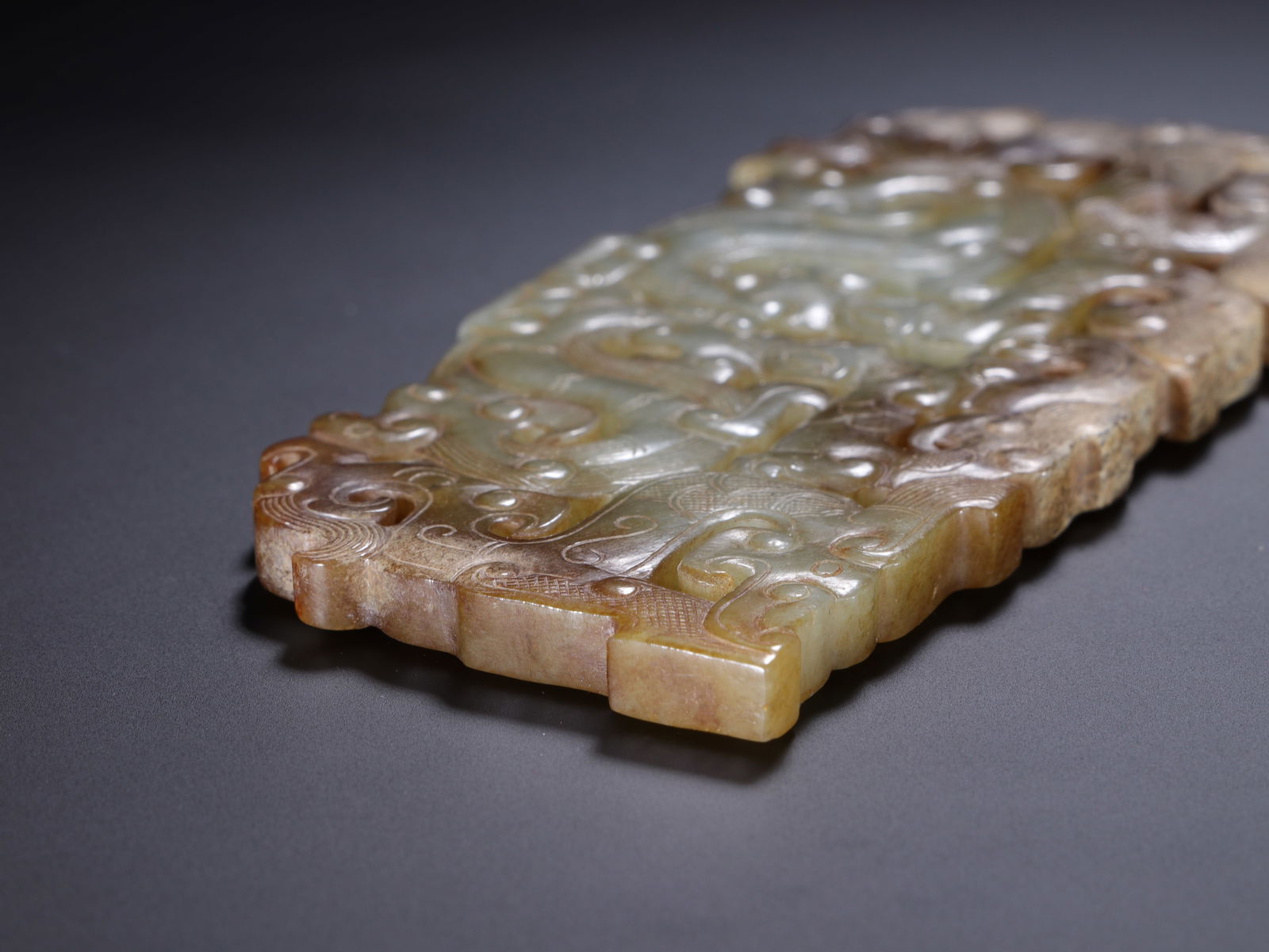 Jade Carved Dragon Shape Bi - 6