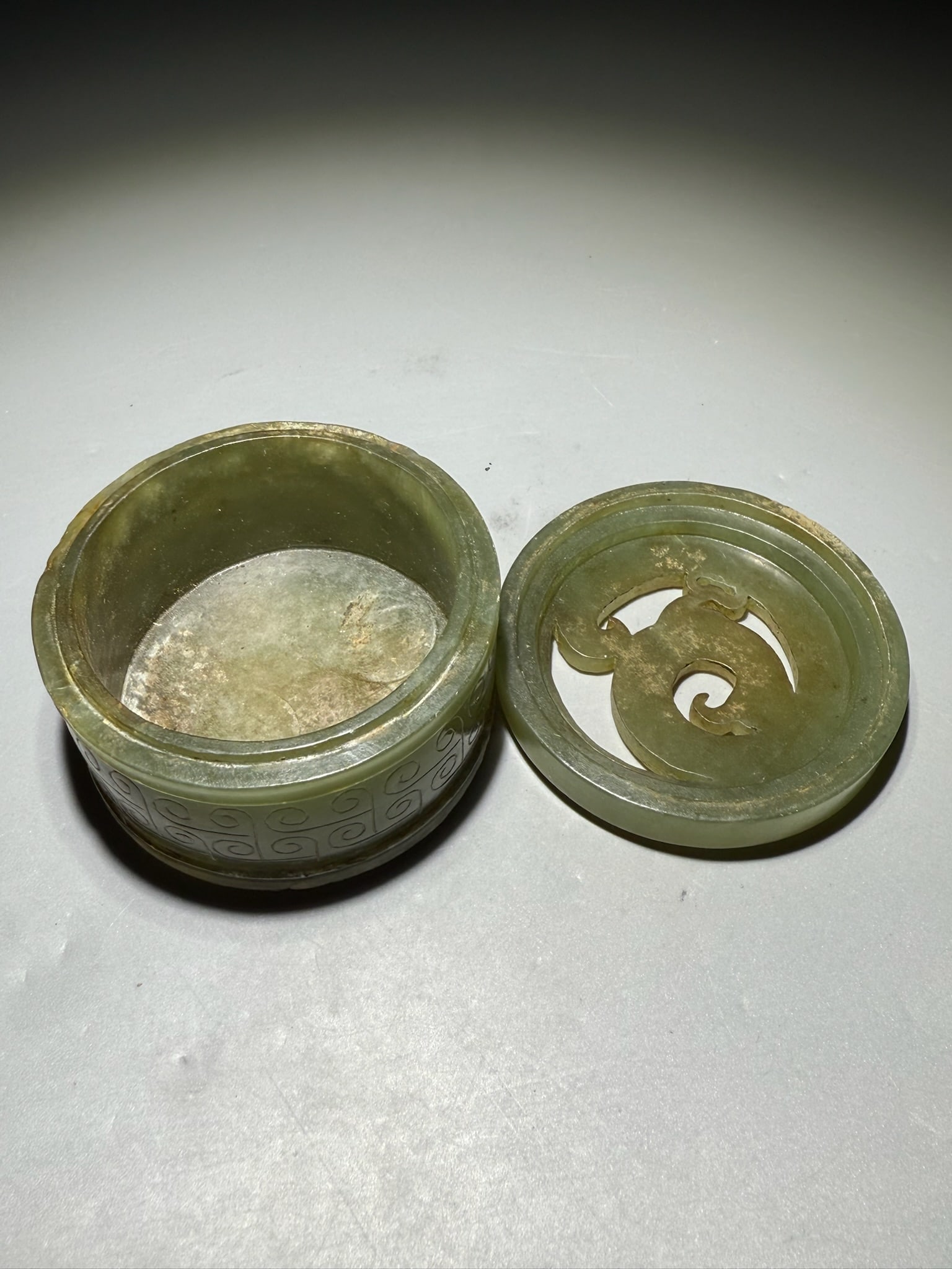 Jade Carved Bird and Cloud Pattern Lid Box - 5