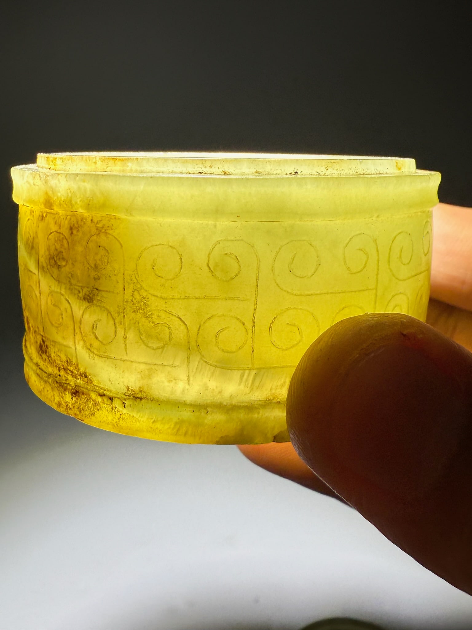 Jade Carved Bird and Cloud Pattern Lid Box - 6