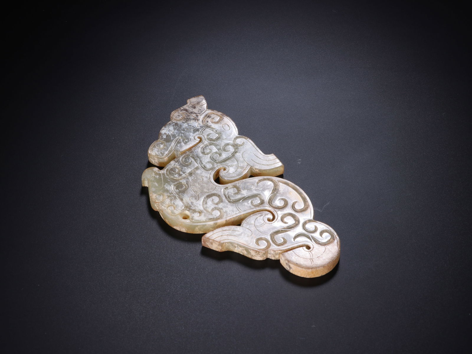 Jade Carved Dragon Shape Bi - 3