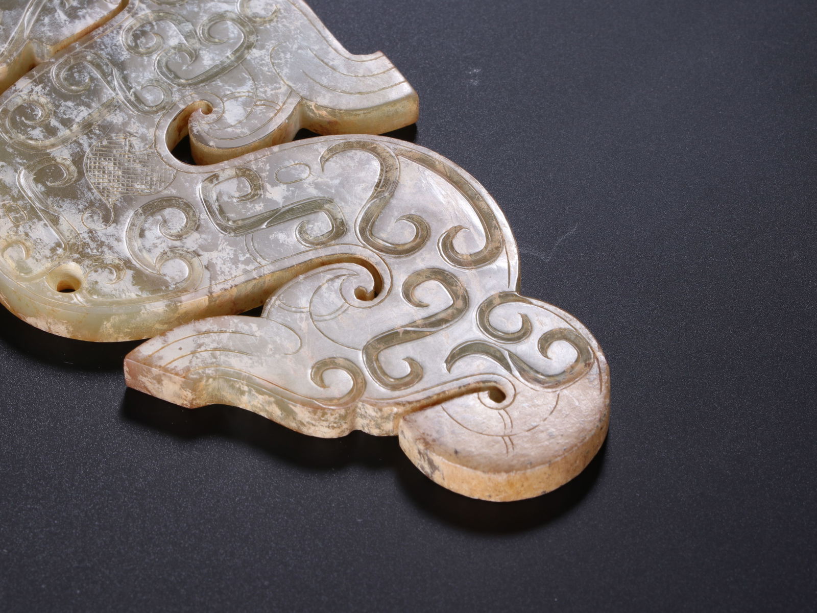 Jade Carved Dragon Shape Bi - 5