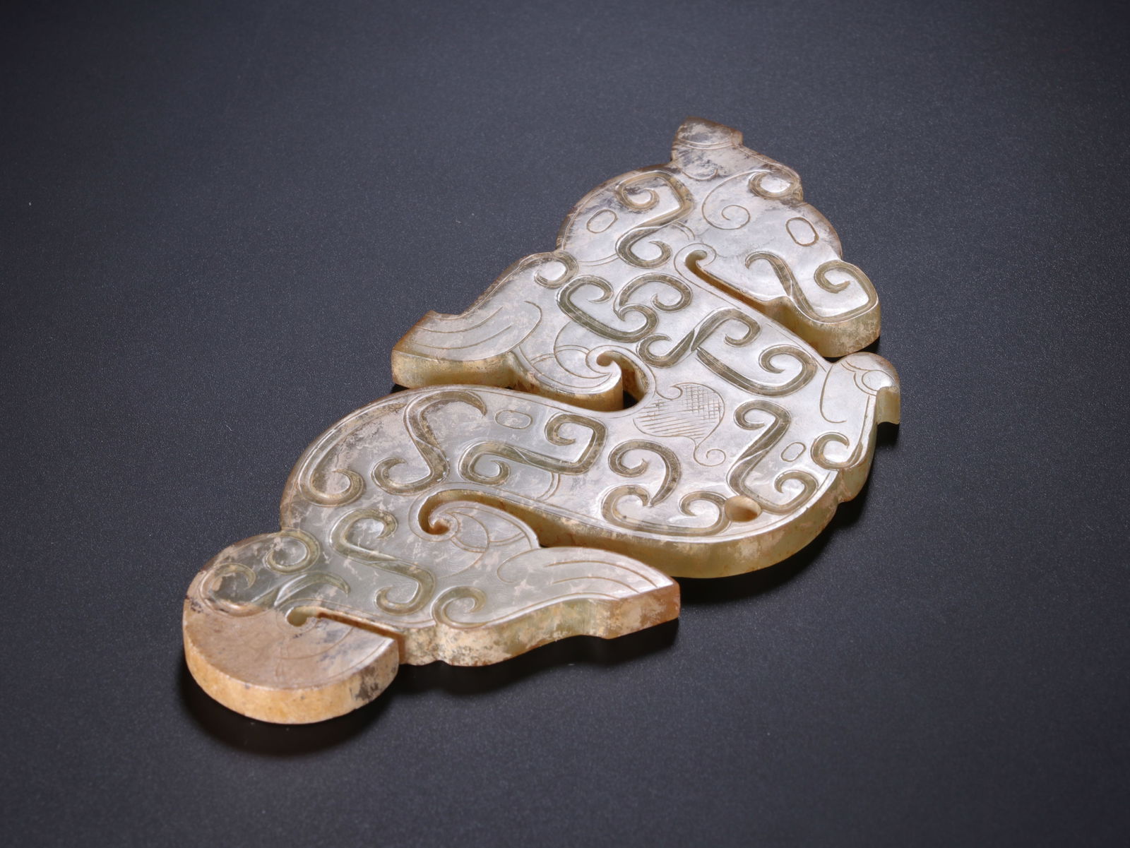 Jade Carved Dragon Shape Bi - 6