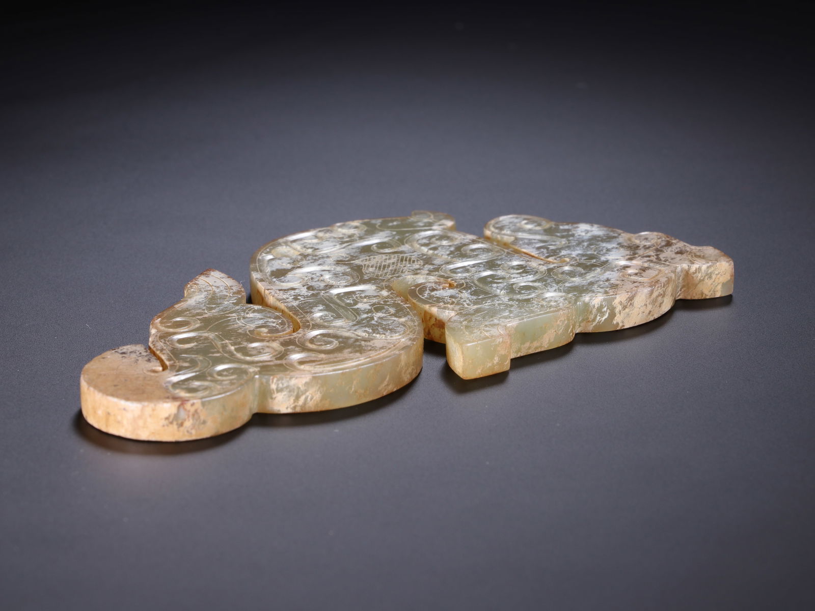 Jade Carved Dragon Shape Bi - 9