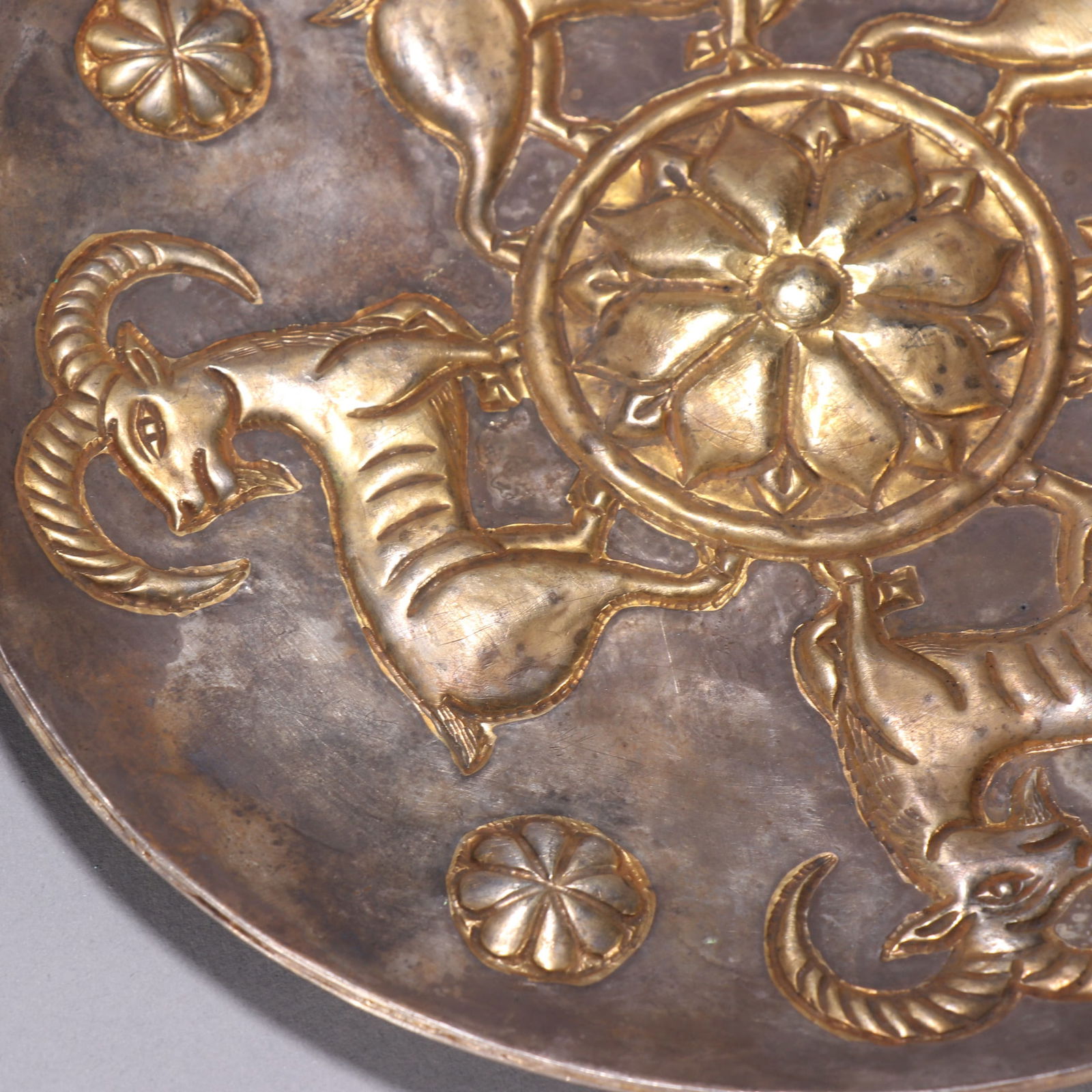 Gilt Silver Carved Ram Pattern Plate - 2