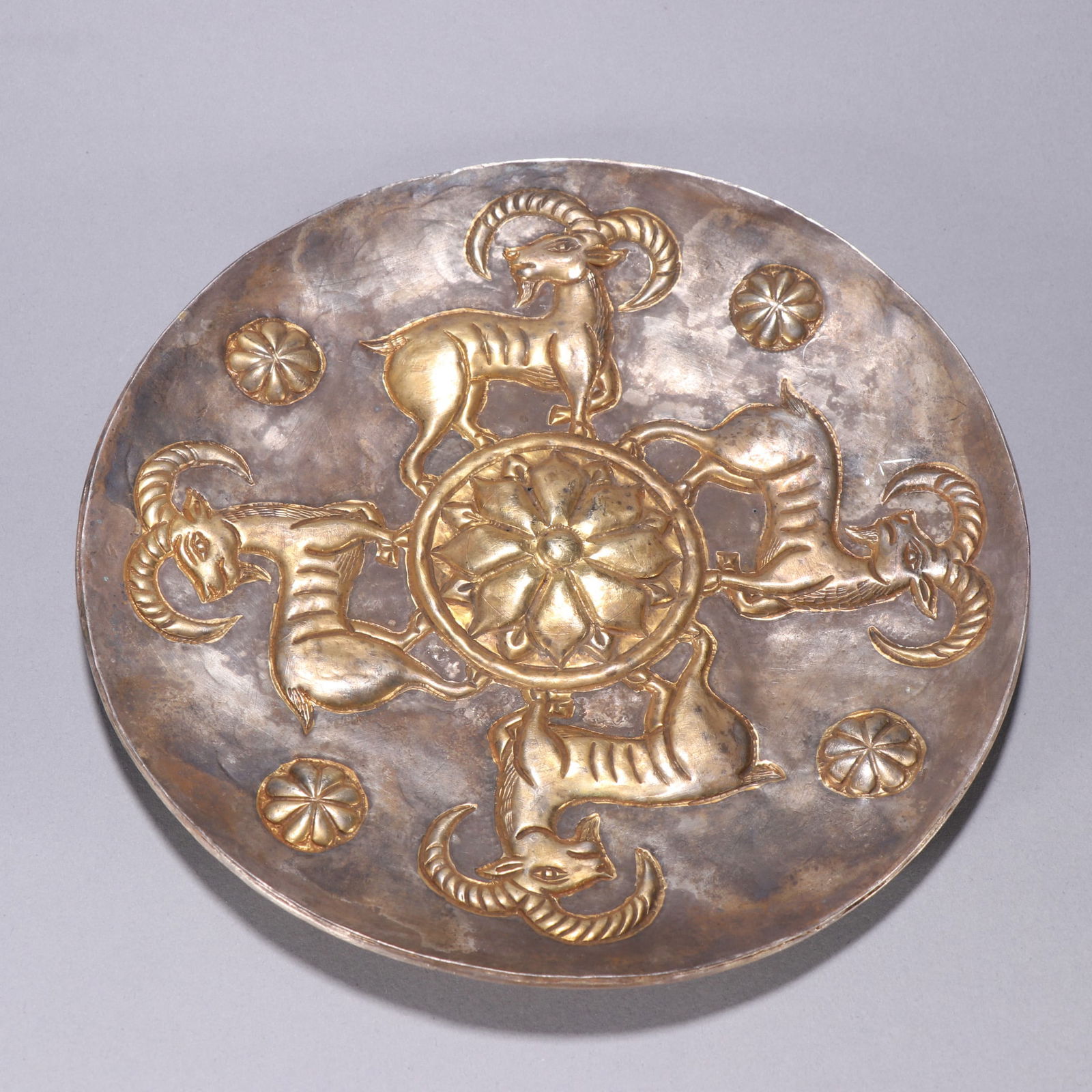 Gilt Silver Carved Ram Pattern Plate - 5