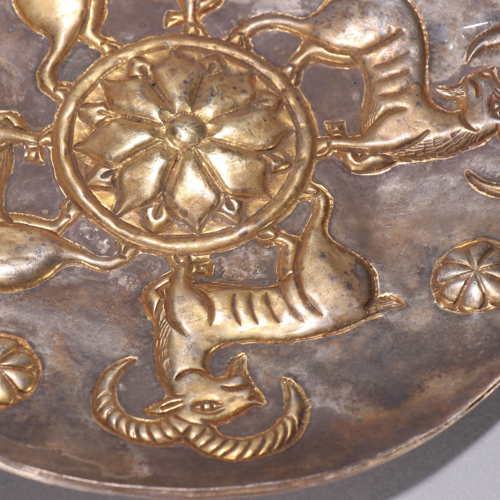 Gilt Silver Carved Ram Pattern Plate - 6