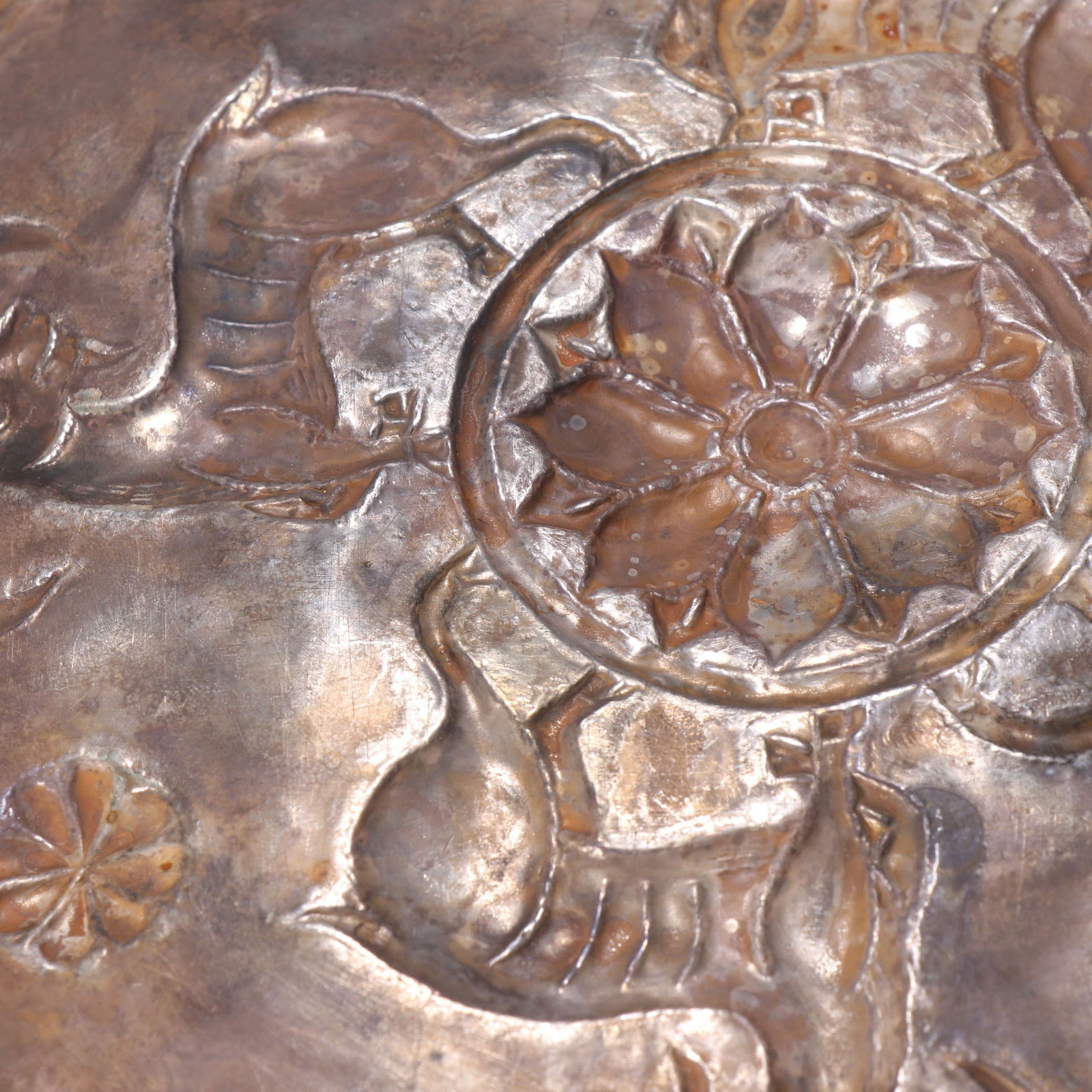 Gilt Silver Carved Ram Pattern Plate - 9