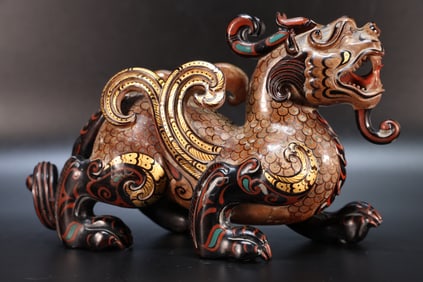 Jade Colour Painted Carved Beast Shape Ornament