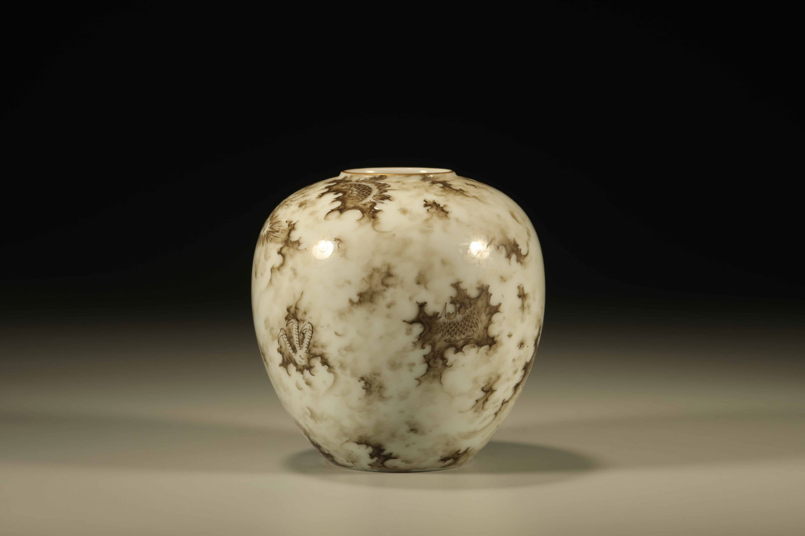 Ink Colored Dragon Pattern Porcelain Pot - 2