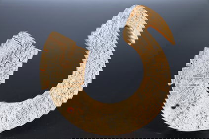 Jade Carved Cloud Pattern Dragon Shape Bi