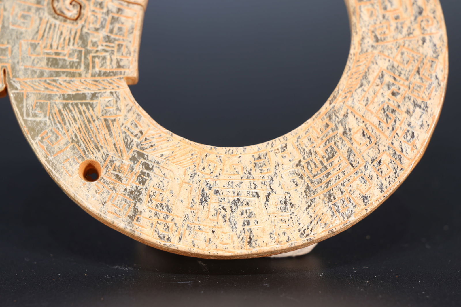 Jade Carved Cloud Pattern Dragon Shape Bi - 3