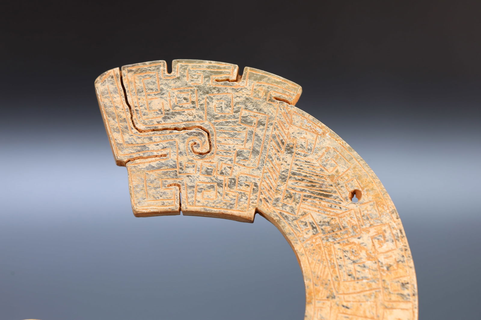 Jade Carved Cloud Pattern Dragon Shape Bi - 6