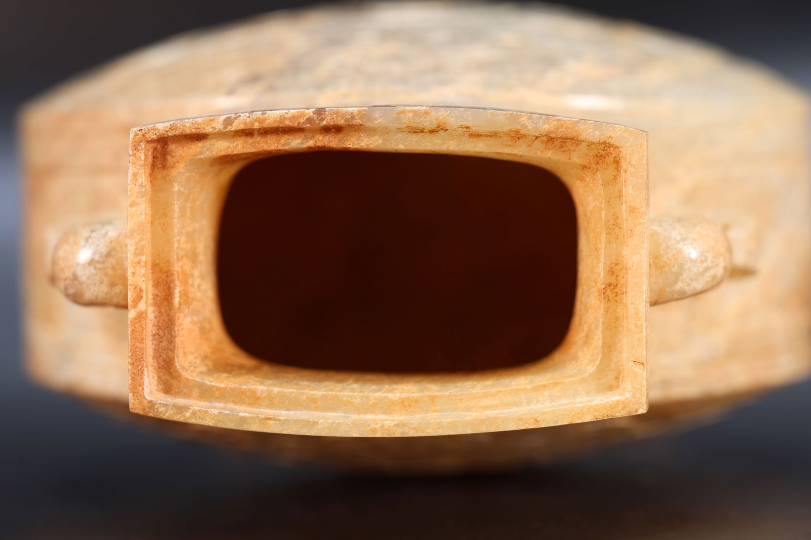 Jade Carved Buddha Pattern Double Ears Vase - 9