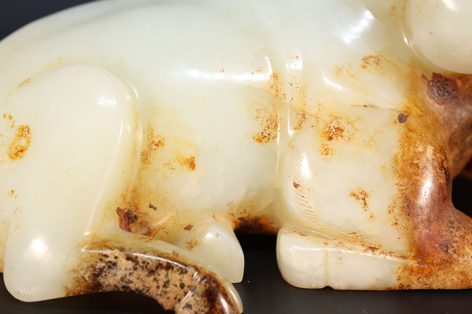 Jade Carved Ox Shape Ornament - 3