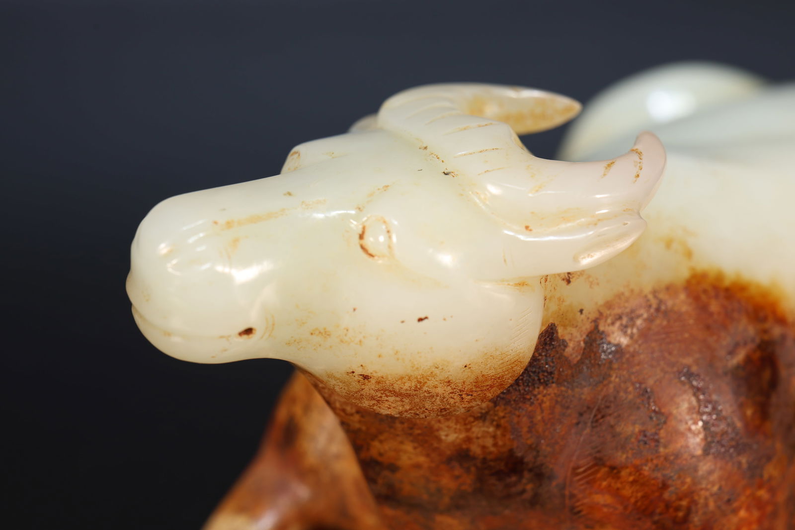 Jade Carved Ox Shape Ornament - 4