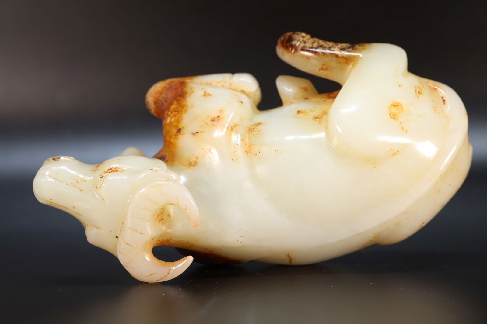 Jade Carved Ox Shape Ornament - 8