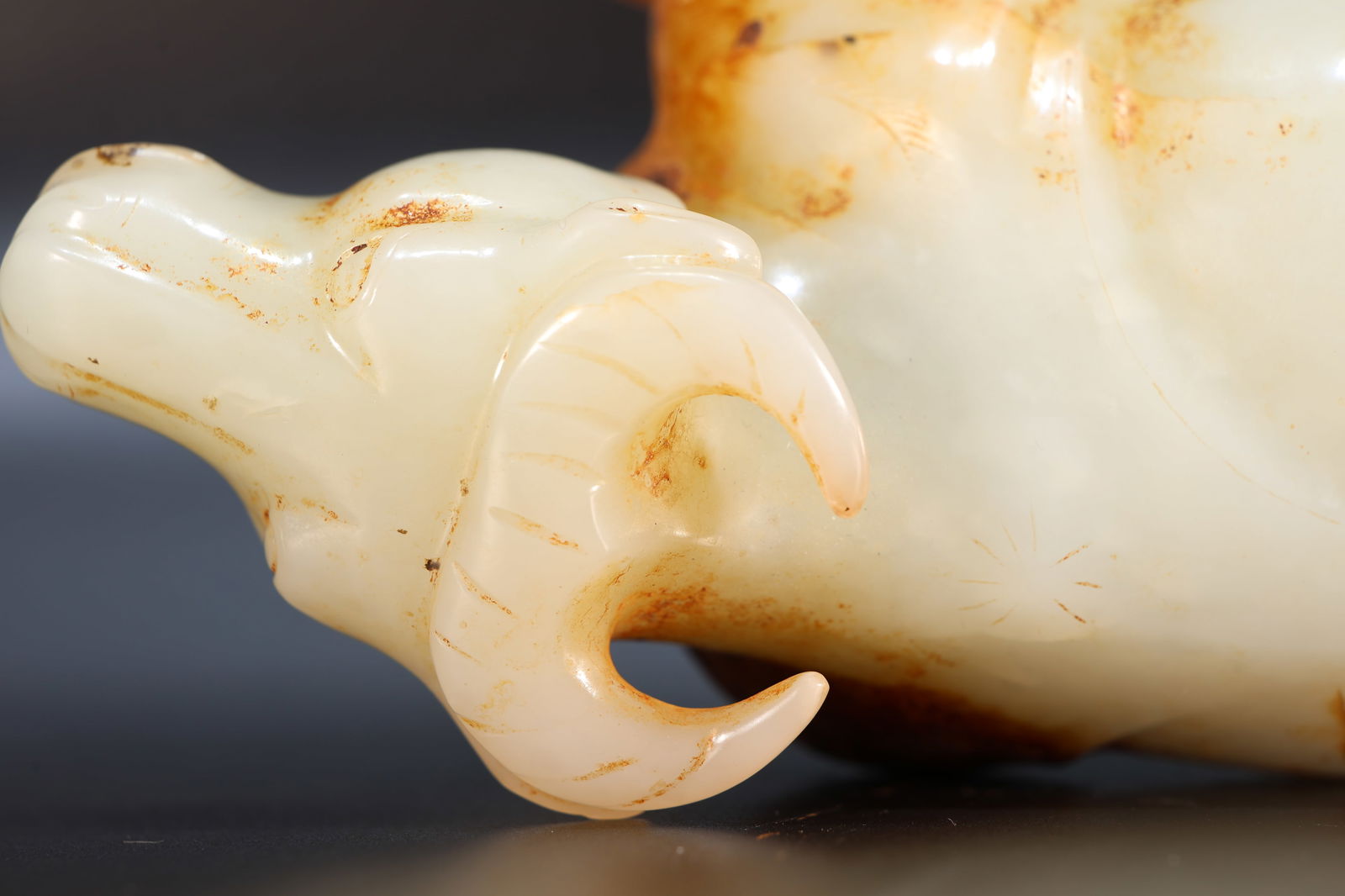 Jade Carved Ox Shape Ornament - 9