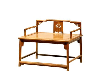 Huanghuali Wood Carved Reishi Mushroom Pattern Chair