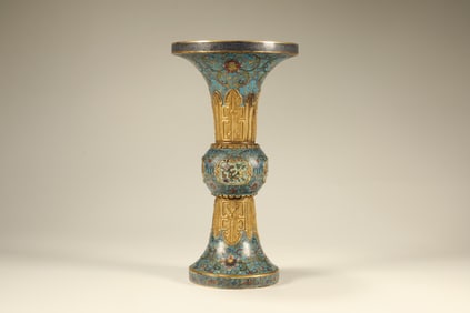 Bronze Cloisonne Inlaid Gilt Bronze Carved Flower Pattern Flower Pot