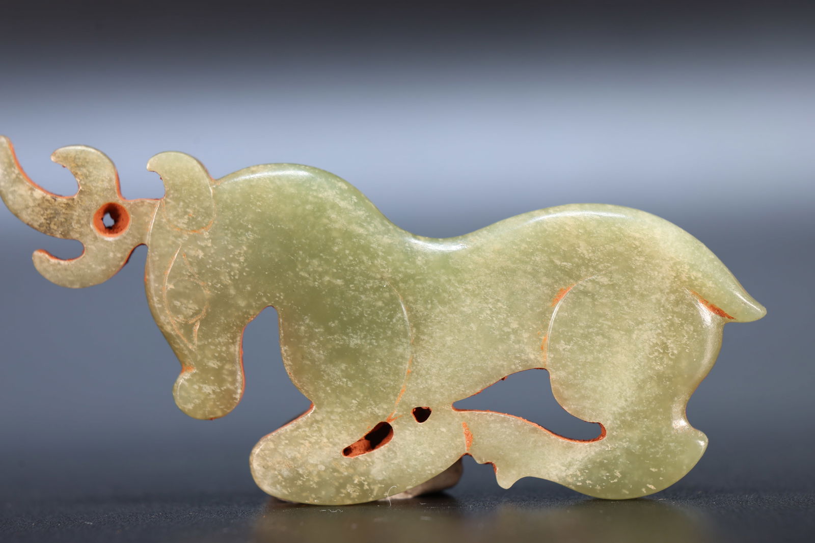 Jade Carved Deer Shape Bi - 2