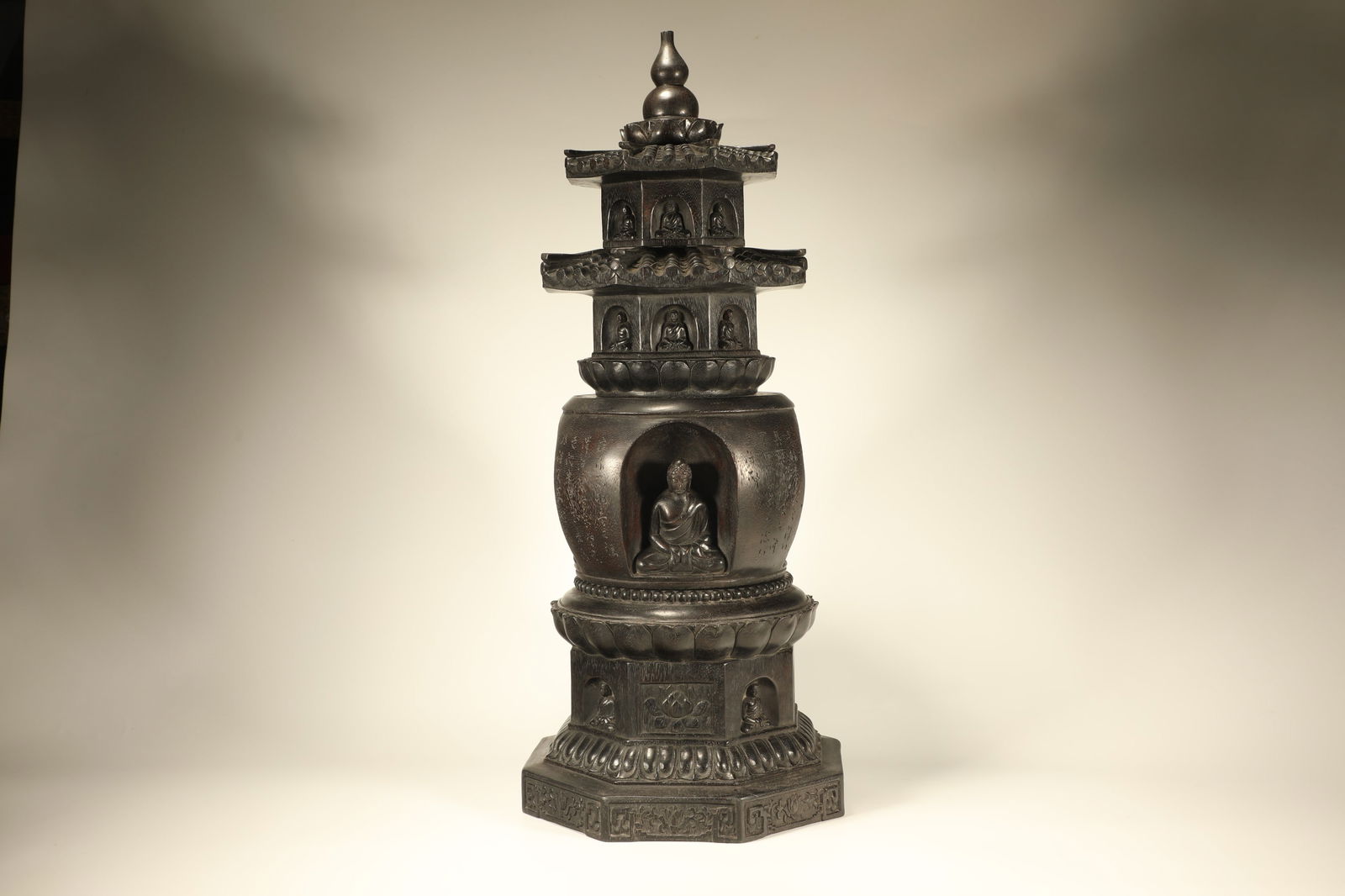 Agarwood Carved Poetry Pattern Pagoba: Agarwood Carved Poetry Pattern Pagoba (63 x 25 x 25cm)