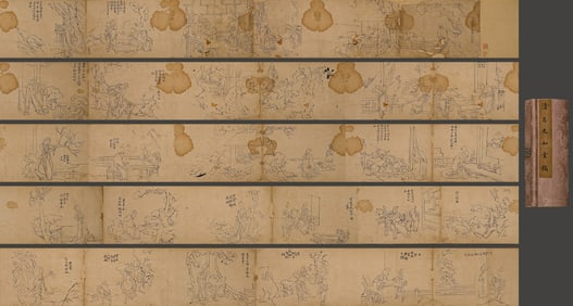 Chinese Drawing Character Story Hand Scroll,Wu Youru Mark