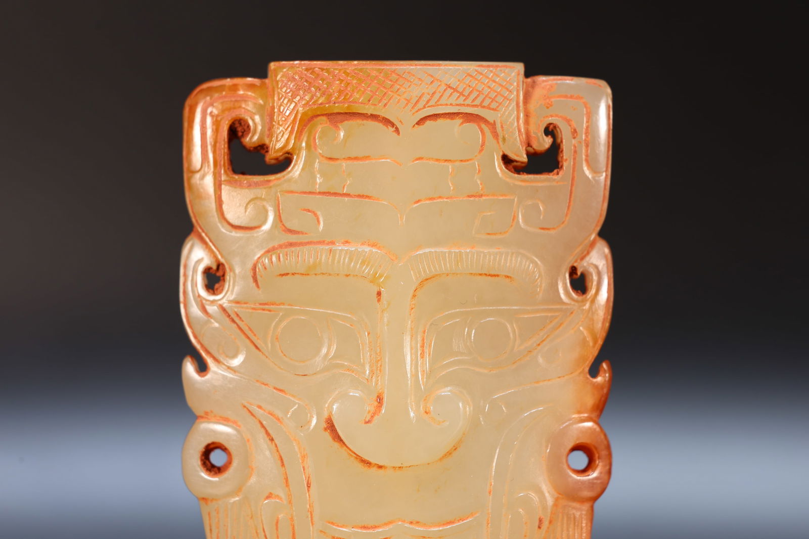 Jade Carved Beast Face Pattern Bi - 2