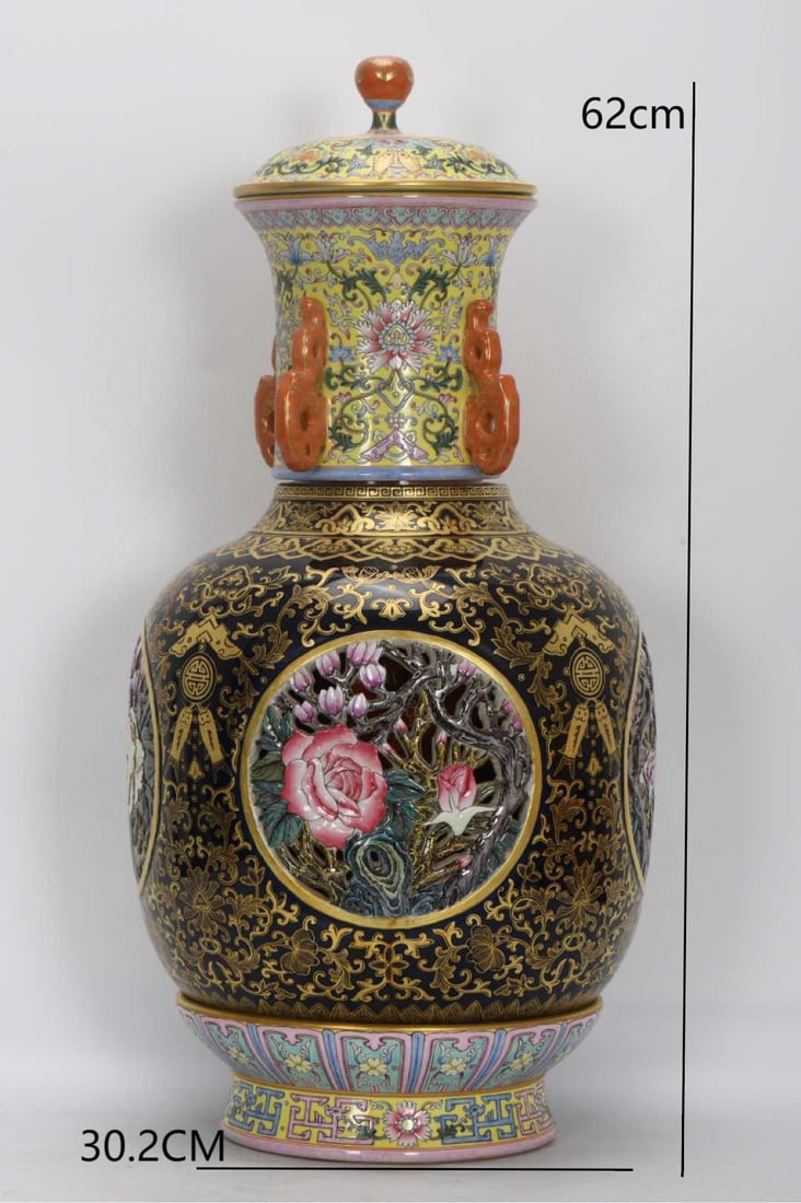 Enamel Drawing Gold Drawing Flower Pattern Porcelain Movable Vase (1 of 8)