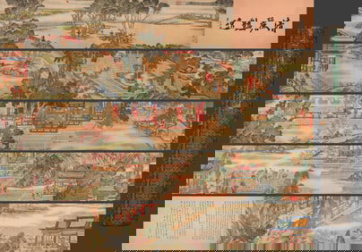 Chinese Drawing Landscape and Character Story Hand Scroll,Qiu Ying Mark