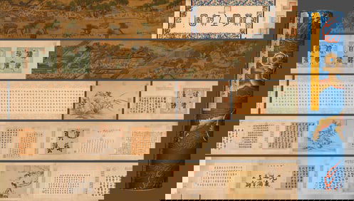 Chinese Drawing Landscape and Character Story Hand Scroll,Qiu Ying Mark