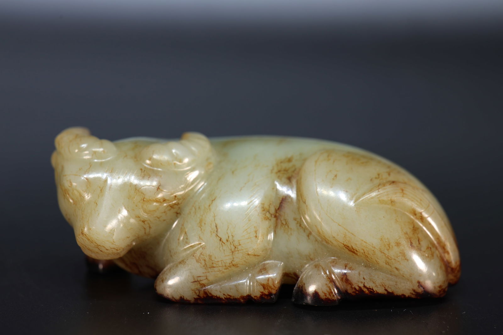 Jade Carved Ox Shape Ornament - 2