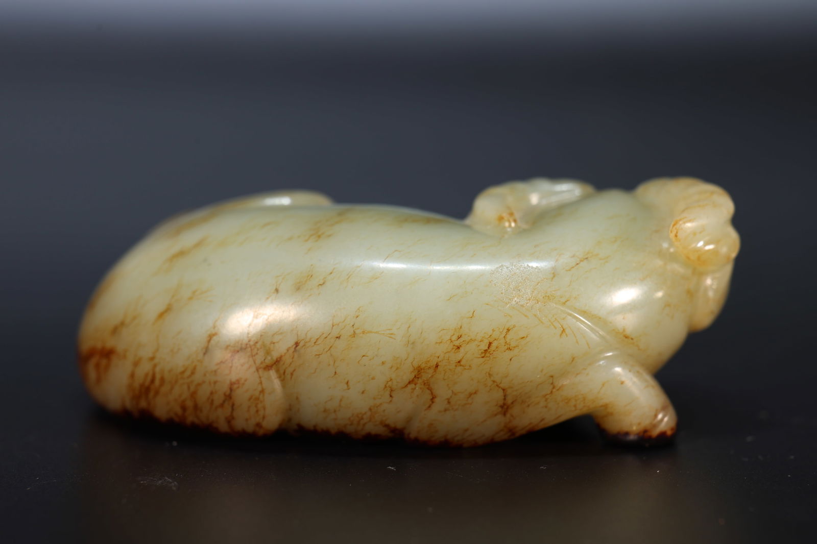 Jade Carved Ox Shape Ornament - 4