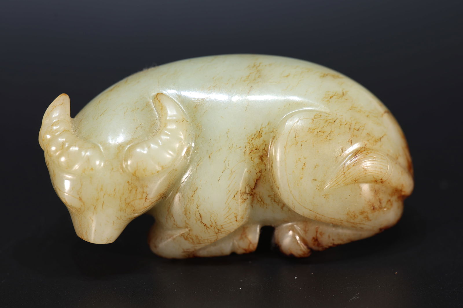 Jade Carved Ox Shape Ornament - 6