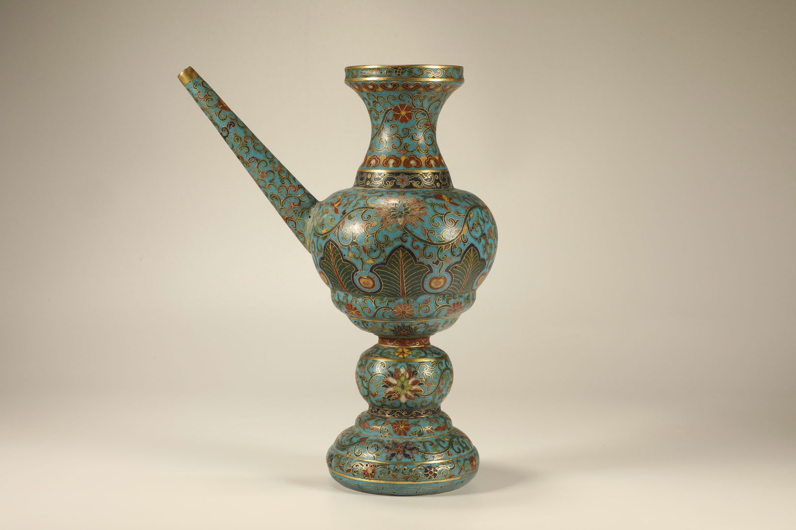 Bronze Cloisonne Carved Flower Pattern Pot: Bronze Cloisonne Carved Flower Pattern Pot (24 x 18cm)