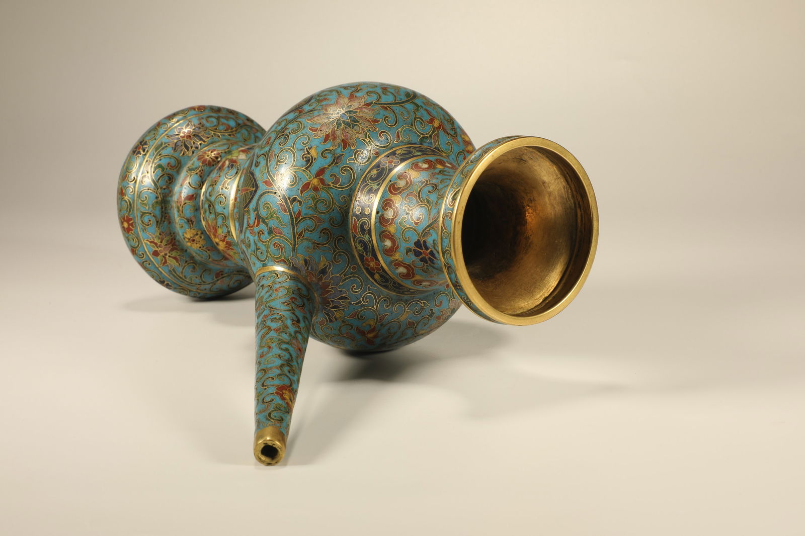 Bronze Cloisonne Carved Flower Pattern Pot - 5