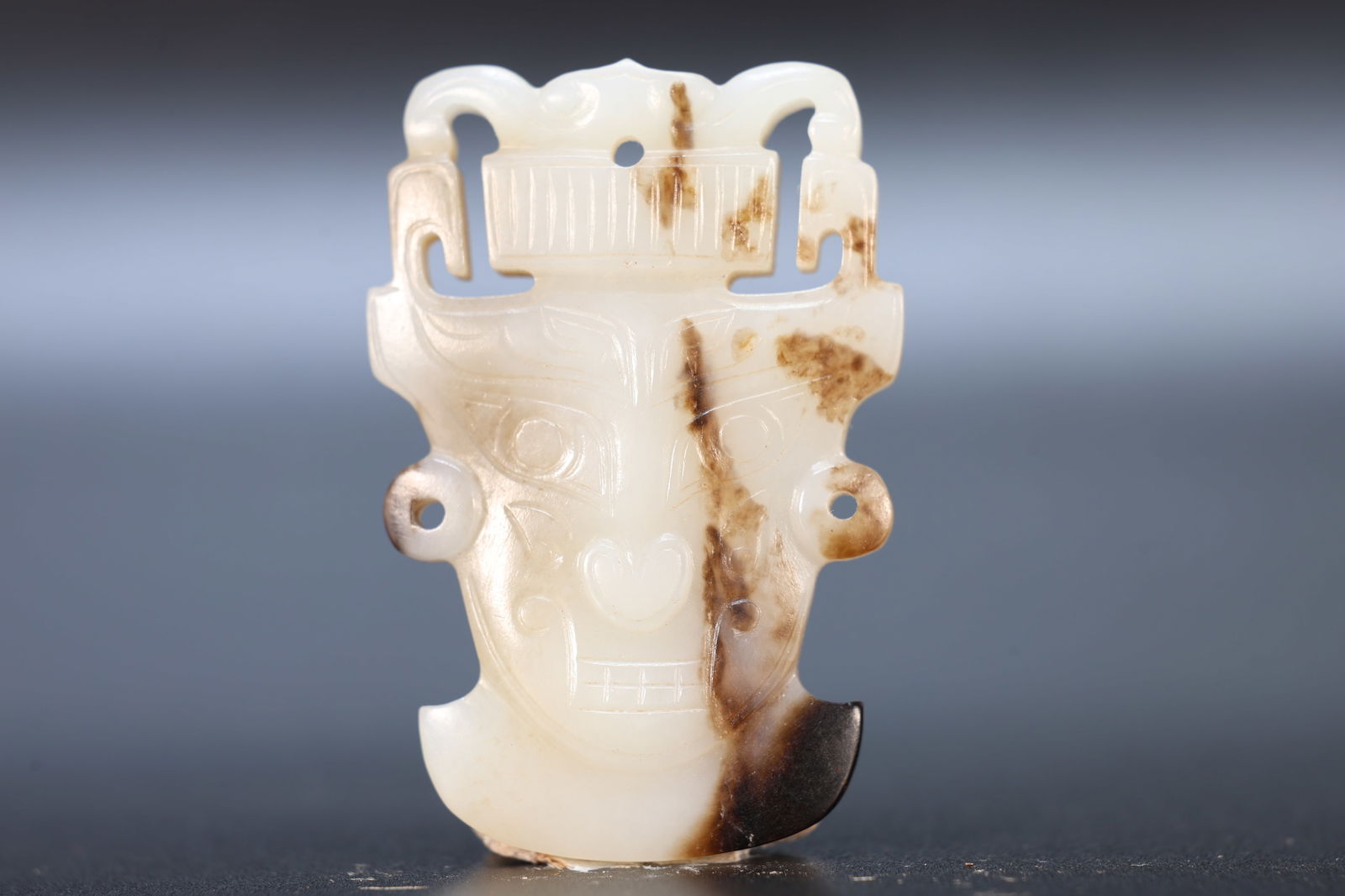 Jade Carved Beast Face Pattern Bi - 2