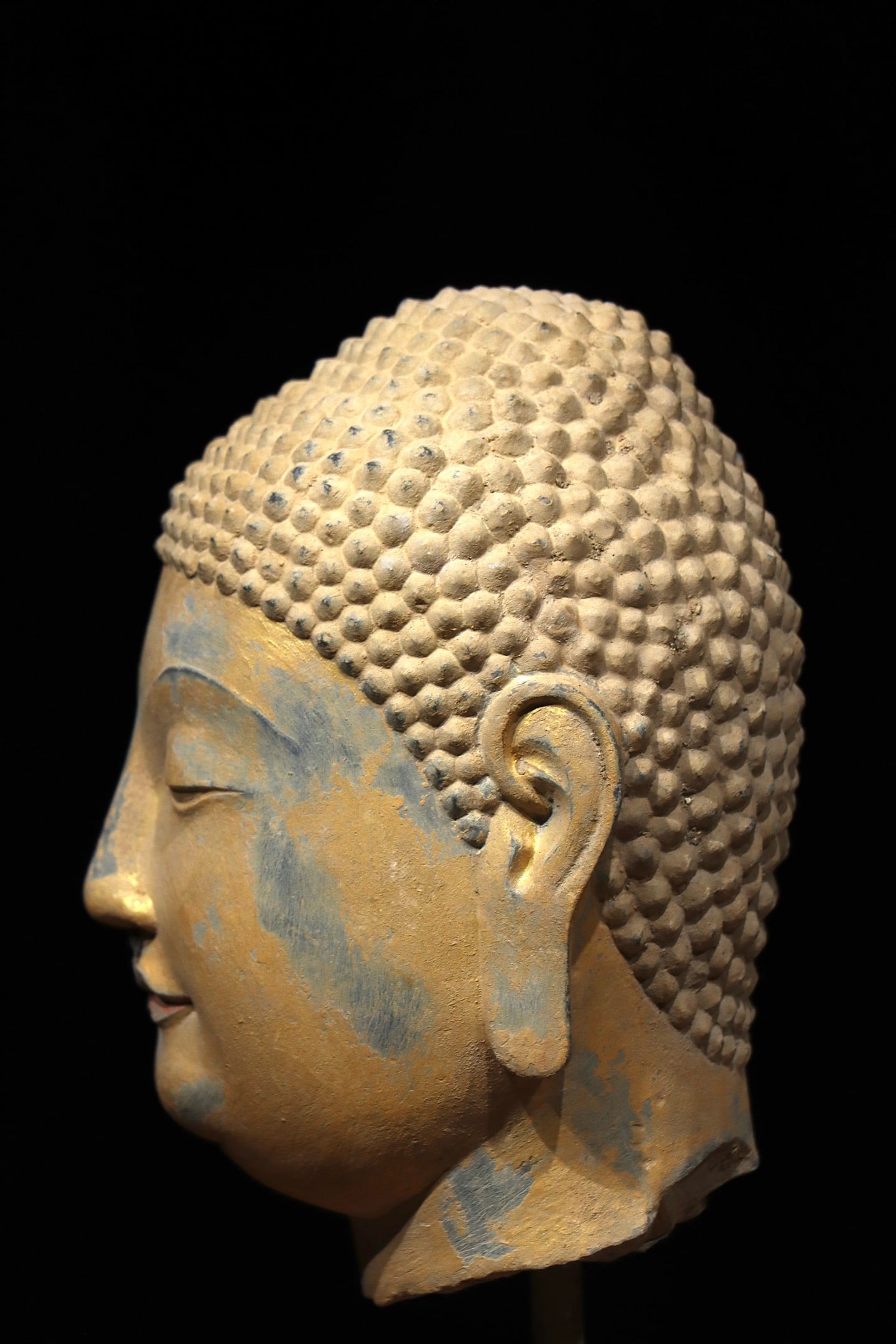 Grey Stone Buddha Head Figure - 5