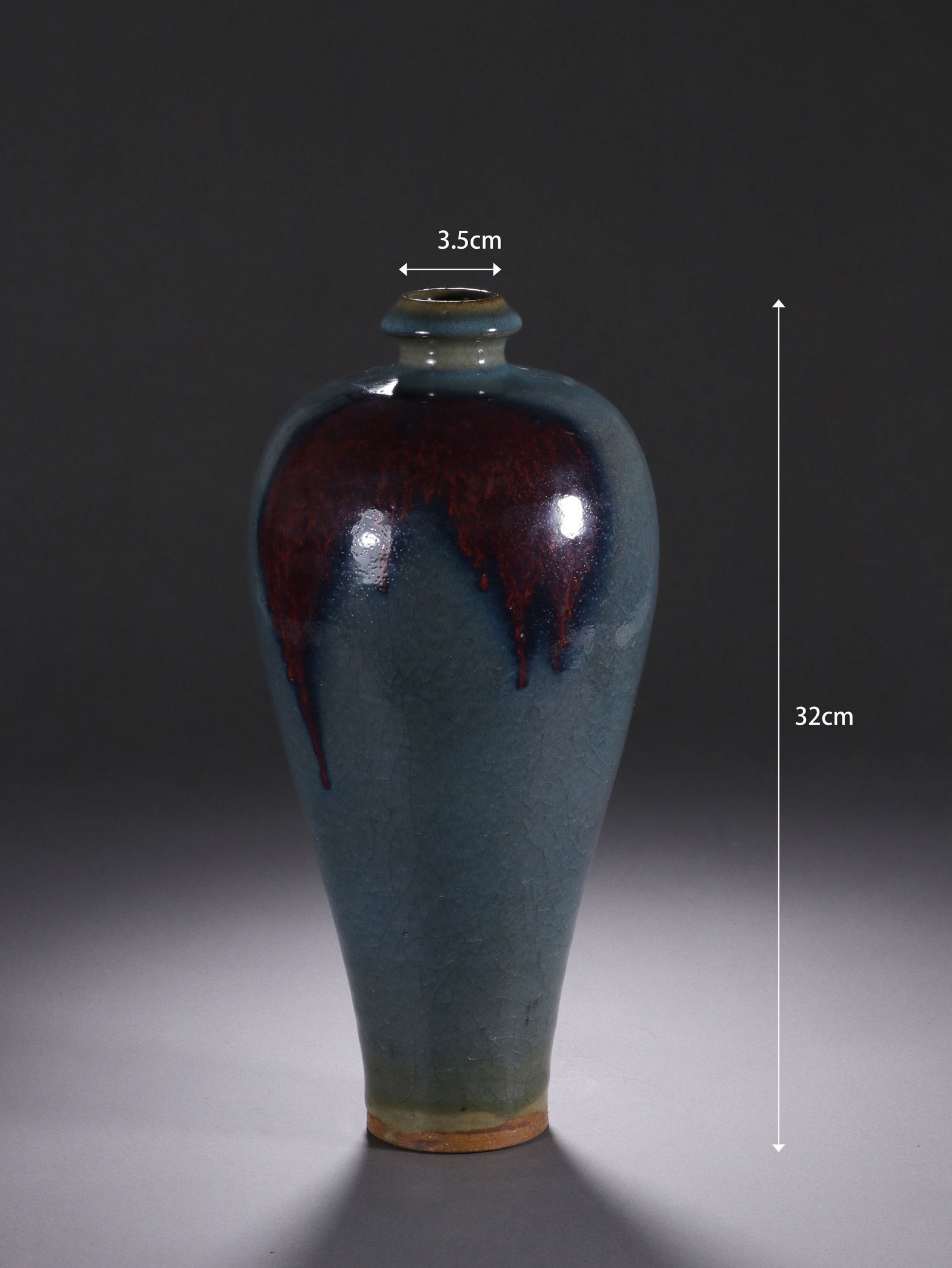 Jun Ware Porcelain Vase: Jun Ware Porcelain Vase (32 x 3.5cm)
