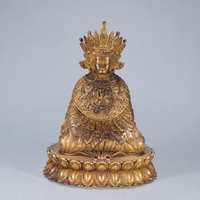 Gilt Bronze Dharmaraja Figure