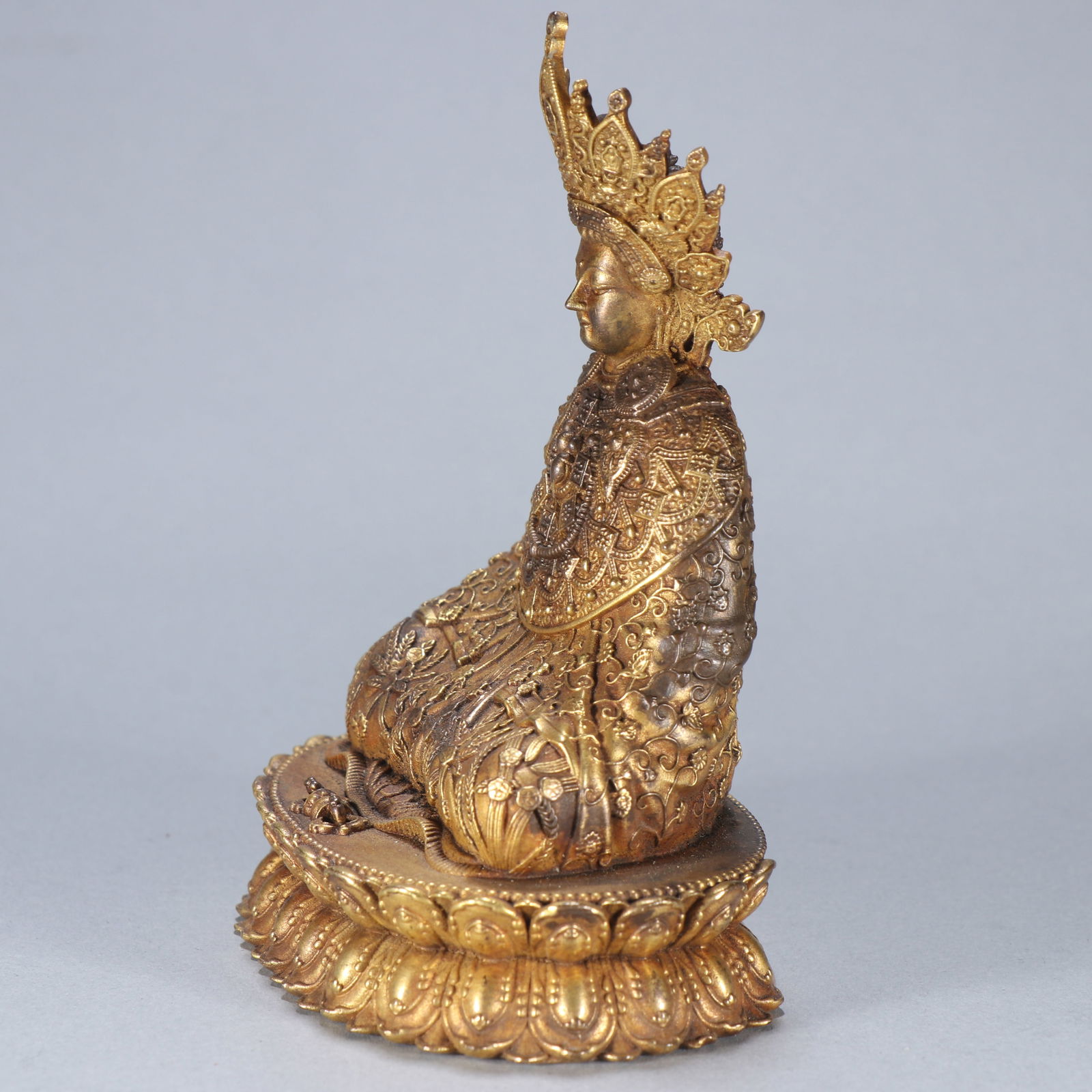 Gilt Bronze Dharmaraja Figure - 4