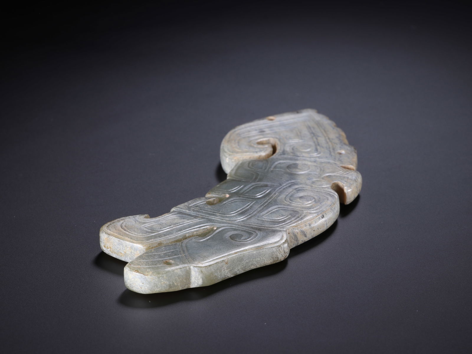 Jade Carved Bird Shape Beast Face Pattern Bi - 2